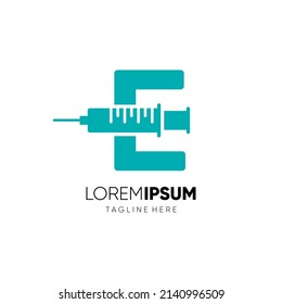 Letter E Injection Logo Design Vector Icon Graphic Emblem Illustration 