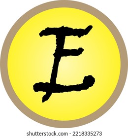 letter "E" with an interesting font and color in vector form