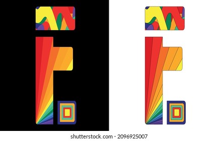 Letter E. Isolate symbol or icon or logo made up of different elements in different colors. Creative Letter E for ABC icons, logos, software, education or erudition, app interface, kids game