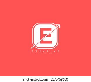 Letter E Isolated with Abstract Square Arrow App Element Shape Logo
