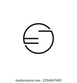 Letter E and J circle lines geometric symbol simple logo vector