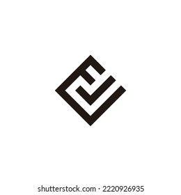 Letter E and J square geometric symbol simple logo vector