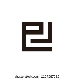 Letter e and J square geometric symbol simple logo vector