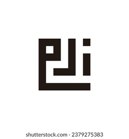 Letter e J i square geometric symbol simple logo vector
