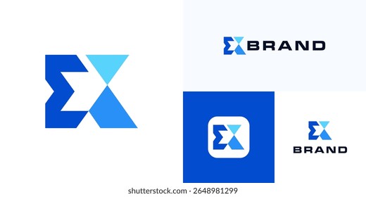 Letter E or K with geometric colorful shapes, Logo icon design vector illustration, Modern clean symbol initial EK, KE usable for technology, brand identity and business company