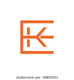 letter E and K monogram square shape logo orange