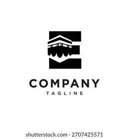 Letra E Kaaba Vector de iconos de logotipo de la meca