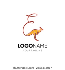 Letter E Kangaroo Logo Design Vector Icon Graphic Emblem Illustration