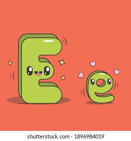 Letter E kawaii style. Character of the alphabet