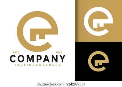 Letter E Key Logo Design Vector Illustration Template