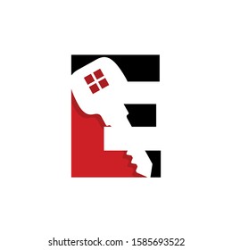 Letter E With Key Logo Vector 001