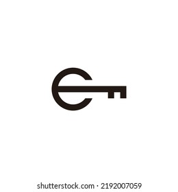 Letter E key, outline geometric symbol simple logo vector