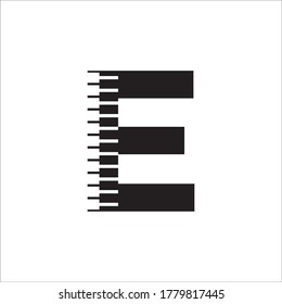 letter E with keyboard piano logo vector
