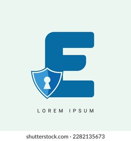 Letter E with keyhole super icon unique logo design