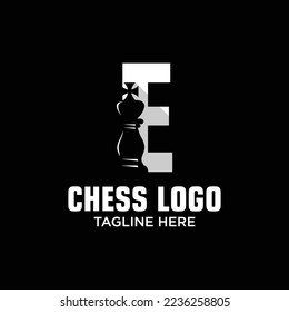 Letter E King of Chess Logo Design Template Inspiration, Vector Illustration.