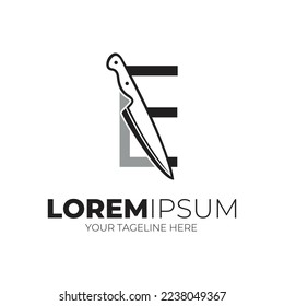 Letter E Knife Logo Design Vektorgrafik