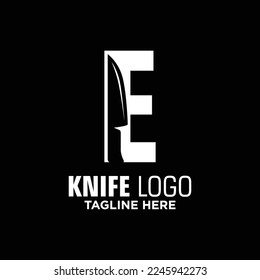 Letter E Knife Logo Design Vorlage Inspiration, Vektorgrafik.