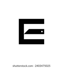 Letter E knife, square geometric symbol simple logo vector