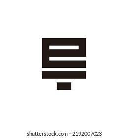 Letra e lamp, símbolo geométrico cuadrado, simple logo vectorial