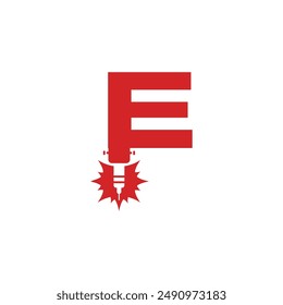 Letter E Laser cutting logo icon vector