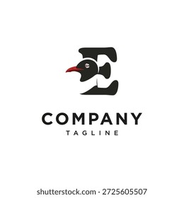 Letter E Laughing Gull Icon Vector Logo