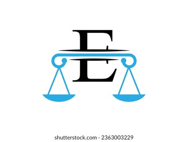 Letter E Law Firm Logo Design Vector Template. Lawyer Service, Law Office, Scale, Logo Template. business, and company identity