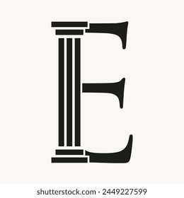 Letter E Law Logo Concept With Pillar Symbol