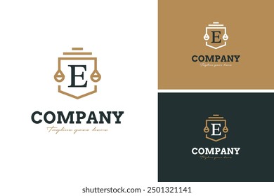 Letter E for law office or attorney logo design concept illustration idea