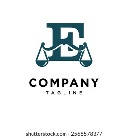 Letter E Law Scale Logo Icon Vector