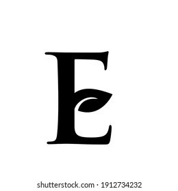 letra E hoja mayúscula negro logo gráfico vectorial