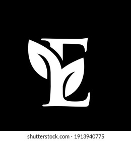 letra E hoja mayúscula negro logo gráfico vectorial