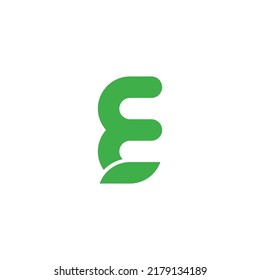 Letter E leaf geometric symbol simple logo vector