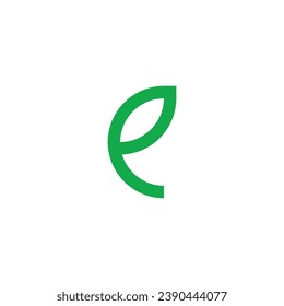 Letter e leaf geometric symbol simple logo vector