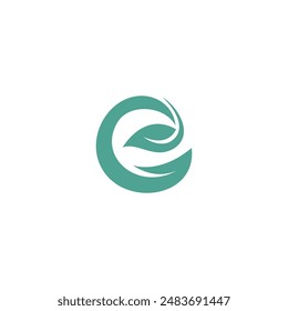 Letter E Leaf Green Logo Design. E Eco Nature Vector Illustration