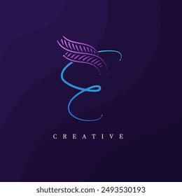 Letter E leaf logo for beauty, fashion, and cosmetics. Beautiful Floral E Botanical Logo