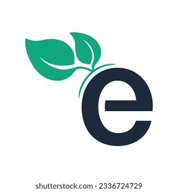 letter e and leaf logo design