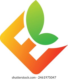 Letter E with Leaf logo design