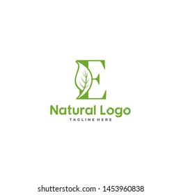 Letter E With Leaf Logo. Green leaf logo icon vector design. Landscape design, garden, Plant, nature and ecology vector. Ecology Happy life Logotype concept icon. Editable file.