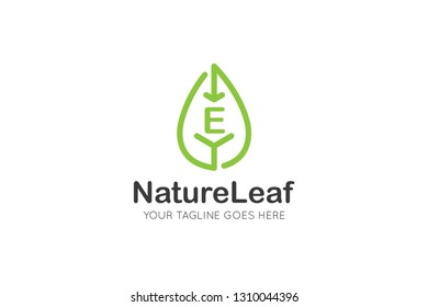 letter e Leaf logo and icon vector illustration design template