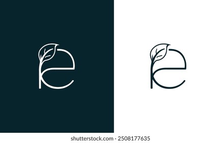 Logotipo de la hoja de la letra E, diseño natural del icono de Premium.