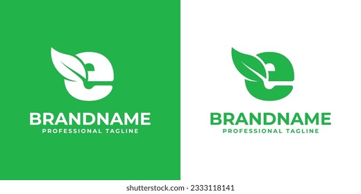 Letter E Leaf Logo, suitable for business related to leaf, nature, plant, ecology, or environment with E initial.