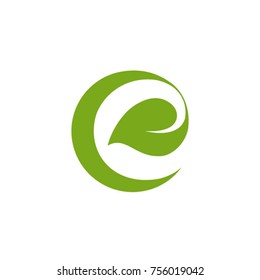 Letter E Leaf Logo Template
