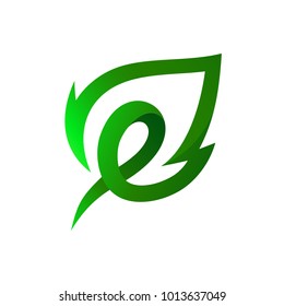 Letter E Leaf Logo Vector
