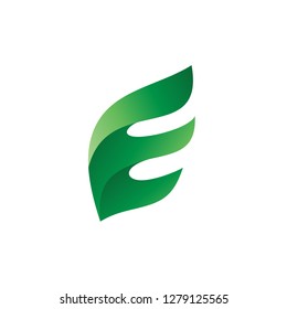 Letter E Leaf Logo in Vector