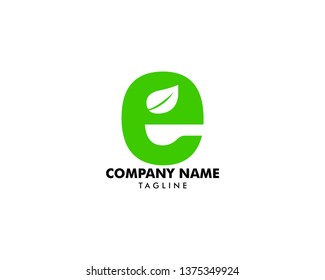 Letter E Leaf Logo Vector