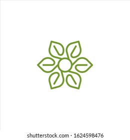 letter E leaf, logo vector template illustration