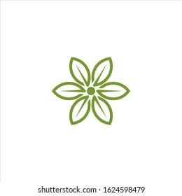 letter E leaf, logo vector template illustration