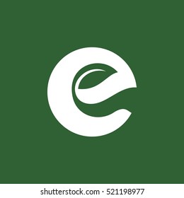 letter E and leaf logo vector.