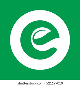 letter E and leaf logo vector.