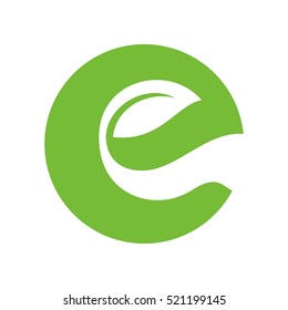 Letter E And Leaf Logo Vector.